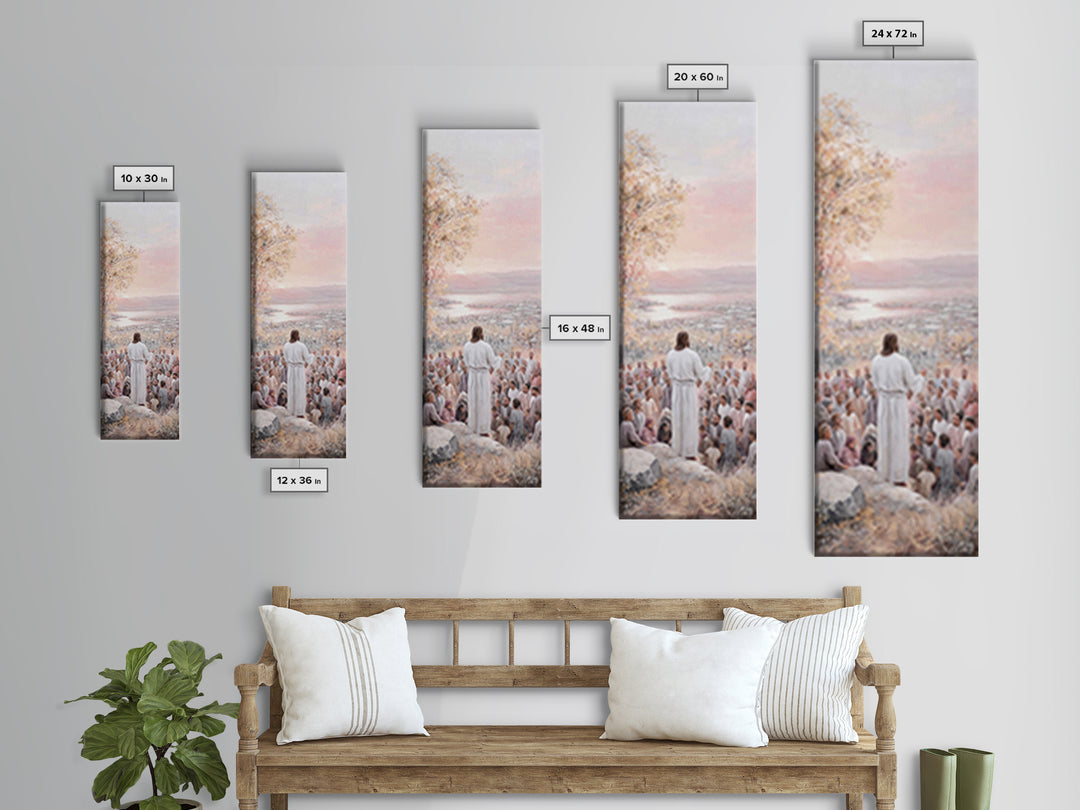 Hillside Of Mercy – Framed Canvas Print – Christian Art Canvas – Christian Wall Art – Narrow Art – Jesus Painting – Christian Christmas Art