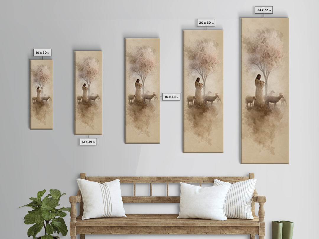 Shepherd Of Dawn – Framed Canvas Print – Christian Wall Art – Jesus Painting – Christian Christmas Art – Christian Art Canvas – Skinny Art
