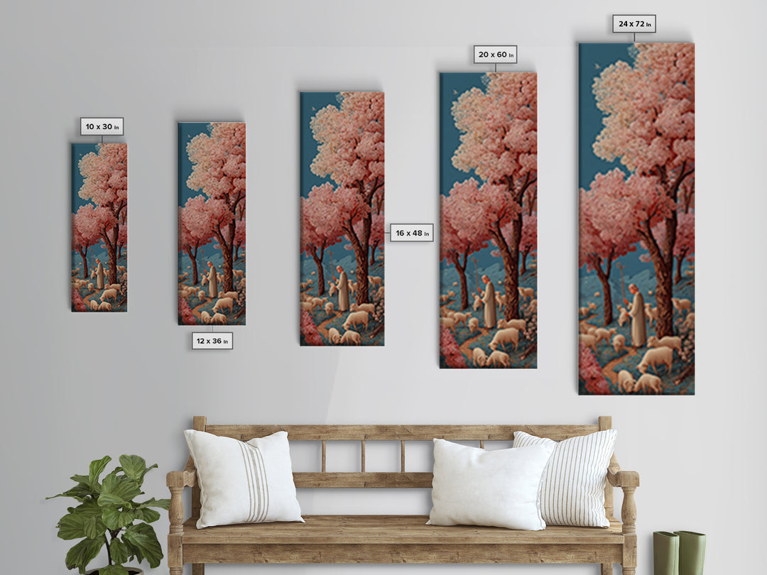 Pastures Of Peace – Framed Canvas Print – Christian Art Canvas – Jesus Painting – Christian Wall Art – Christian Christmas Art – Tall Skinn