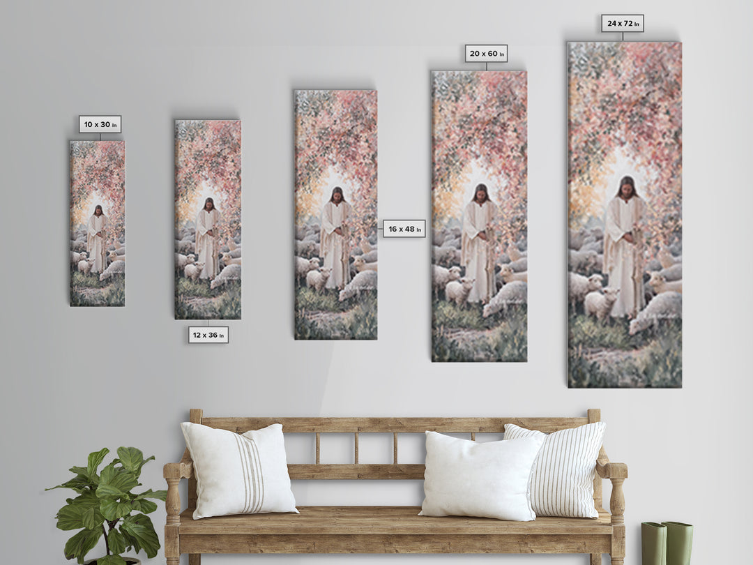 Blossoms Of Grace - Framed Canvas Print - Christian Wall Art - Jesus Painting - Tall Narrow Wall Art - Christian Art Canvas