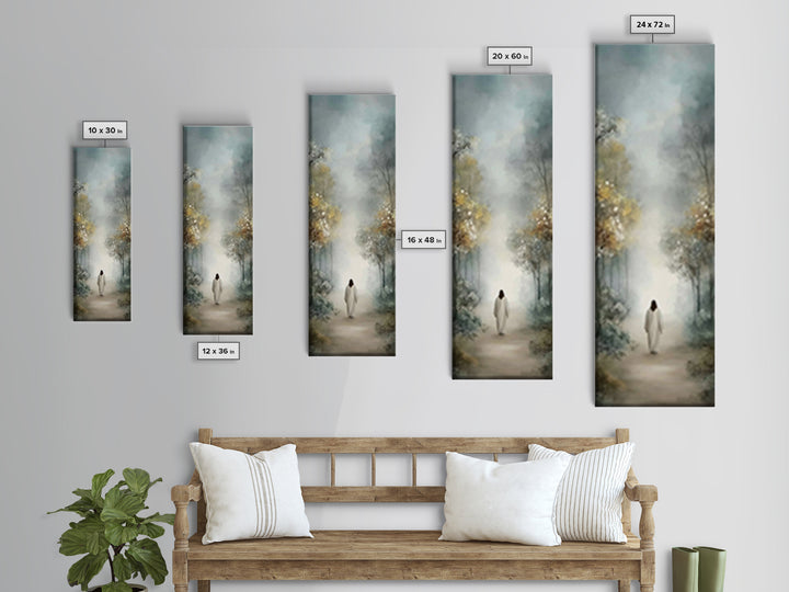 Soft Vale Steps - Framed Canvas Print - Christian Wall Art - Jesus Painting - Tall Skinny Art Print - Christian Art Canvas