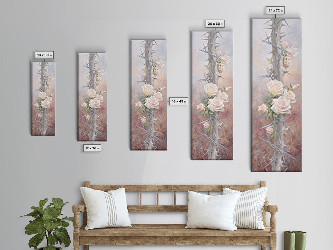 Roses Of Hope, Framed Canvas Print, Narrow Art, Christian Art, Christian Wall Art, Christian Art Canvas, Vintage Christian Art, Christian G