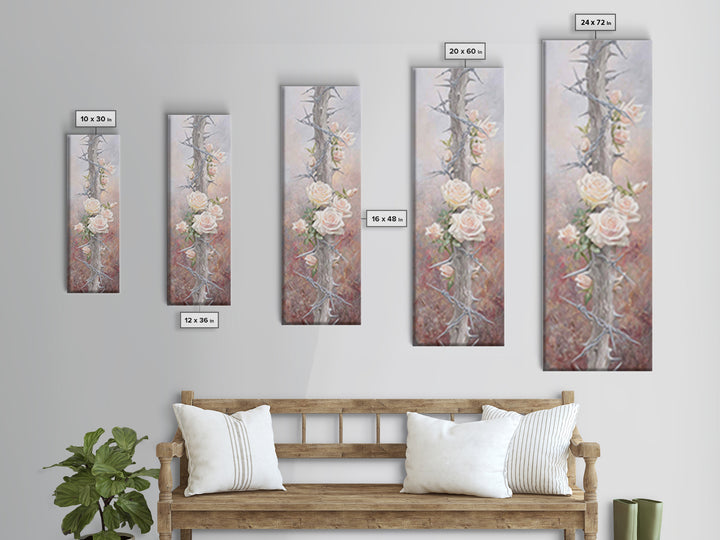 Roses Of Hope, Framed Canvas Print, Narrow Art, Christian Art, Christian Wall Art, Christian Art Canvas, Vintage Christian Art, Christian G