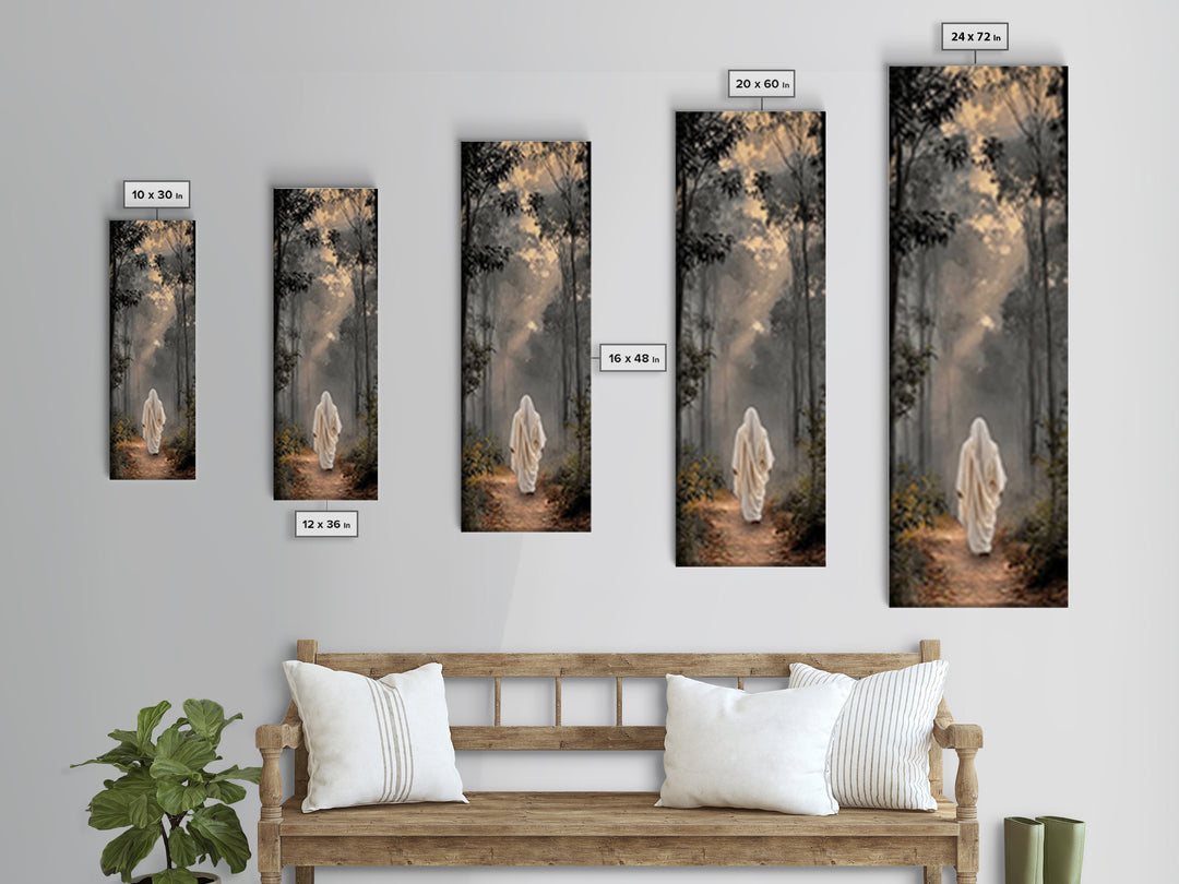 Forest Morning Grace - Framed Canvas Print - Christian Wall Art - Jesus Painting - Tall Narrow Wall Art - Christian Art Canvas