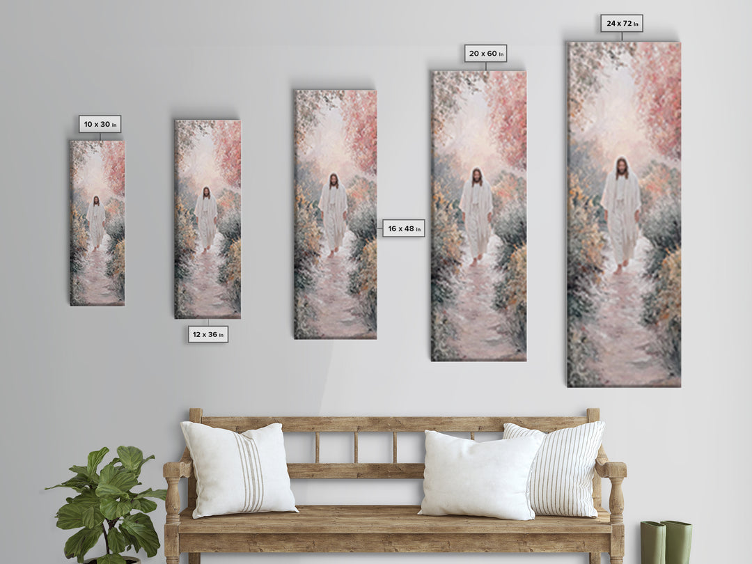 Garden Light Promise | Framed Canvas Print | Christian Art Canvas | Jesus Painting | Narrow Art | Christian Wall Art