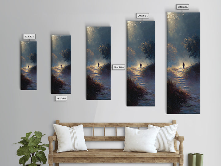 Radiant Hills Journey - Framed Canvas Print - Christian Art Canvas - Jesus Painting - Narrow Art - Christian Wall Art