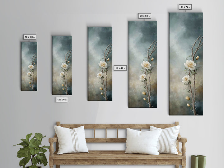 Blooming Redemption – Framed Canvas Print – Tall Skinny Art Print – Christian Wall Art – Moody Christian Art – Christian Art Canvas – Chris
