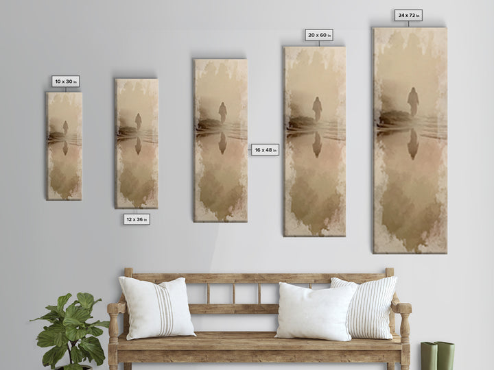 Silent Shore Promise – Framed Canvas Print – Jesus Painting – Christmas Art – Tall Skinny Art Print – Christian Wall Art – Christian Art Ca
