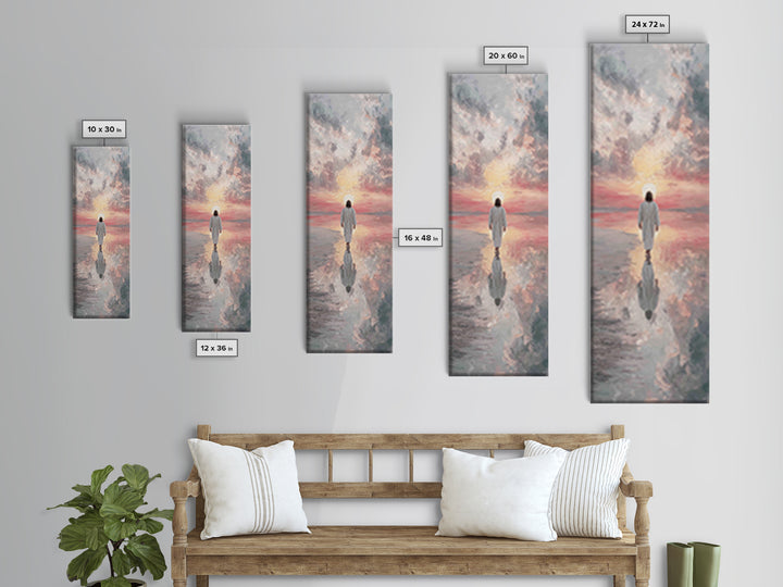 Sunset Glory Walk – Framed Canvas Print – Tall Skinny Art Print – Christian Art Canvas – Christian Wall Art – Jesus Painting – Christian Ar