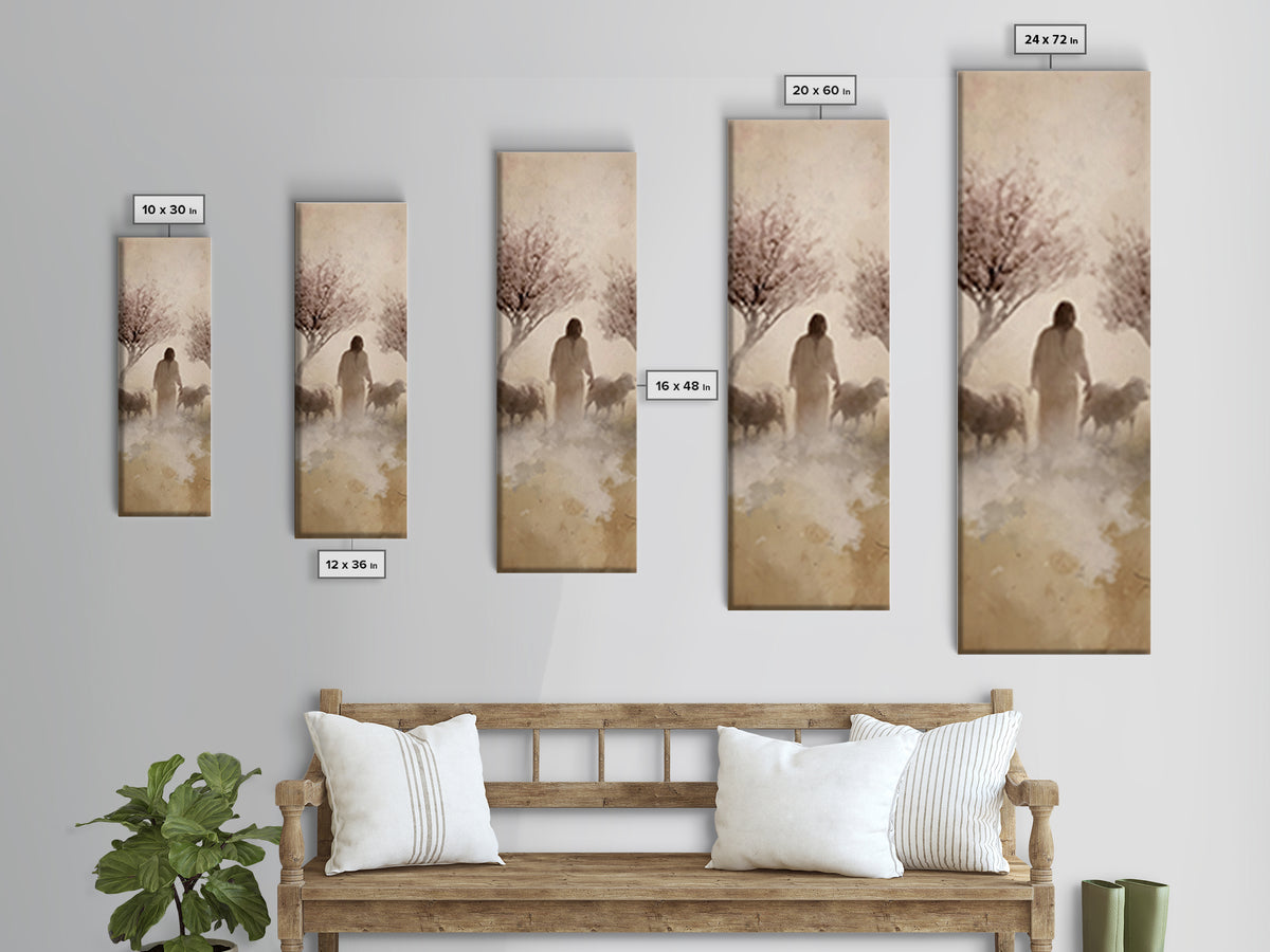 Shepherd’s Gentle Bloom – Framed Canvas Print – Skinny Art – Christian Wall Art – Christian Art Canvas – Jesus Painting – Christian Art