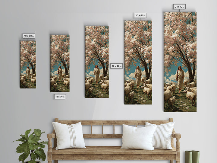 Garden Of The Shepherd – Framed Canvas Print – Narrow Art – Jesus Painting – Christian Wall Art – Christian Art Canvas – Christian Art