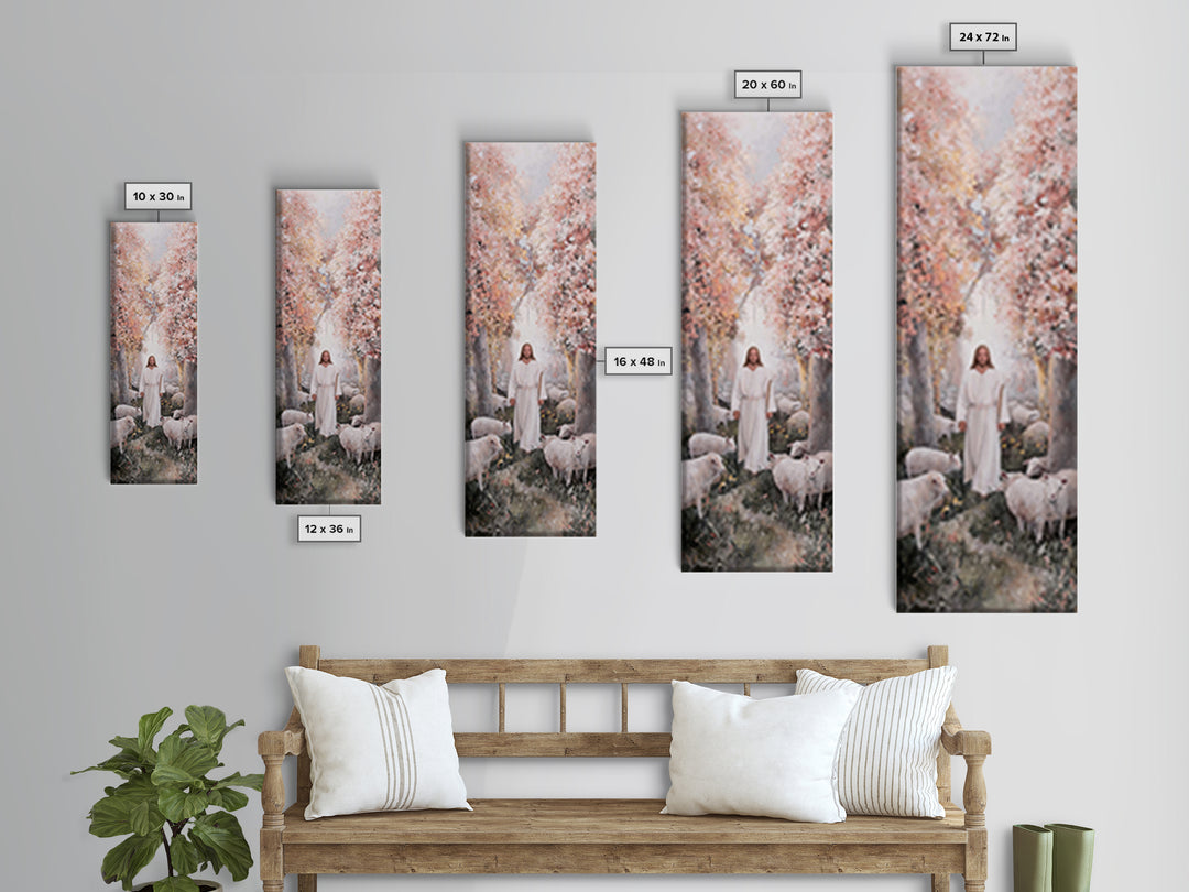 Blossoms Of Faith | Framed Canvas Print | Christian Art Canvas | Jesus Painting | Tall Skinny Art Print | Christian Wall Art | Christmas Ar