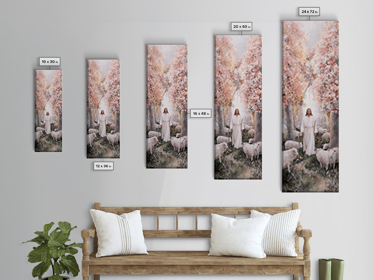 Blossoms Of Faith | Framed Canvas Print | Christian Art Canvas | Jesus Painting | Tall Skinny Art Print | Christian Wall Art | Christmas Ar