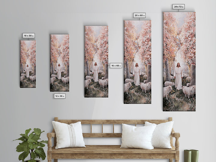 Blossoms Of Faith | Framed Canvas Print | Christian Art Canvas | Jesus Painting | Tall Skinny Art Print | Christian Wall Art | Christmas Ar