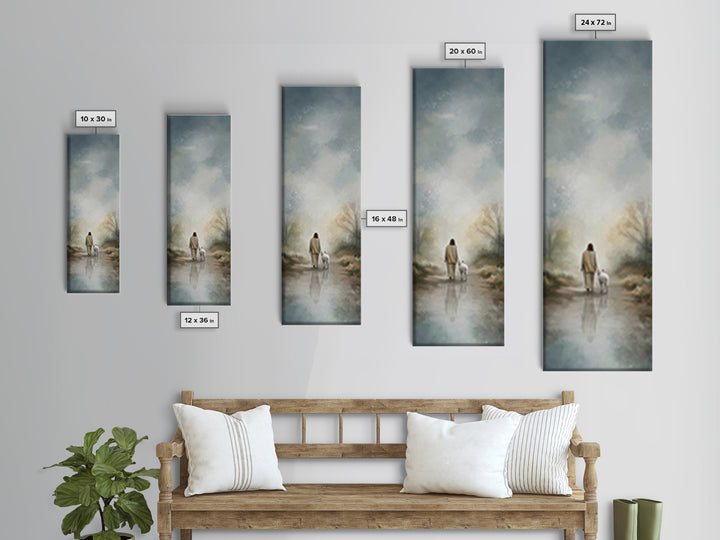 Silent Meadow Light | Framed Canvas Print | Christian Wall Art | Jesus Painting | Tall Narrow Wall Art | Christian Art Canvas | Christmas A