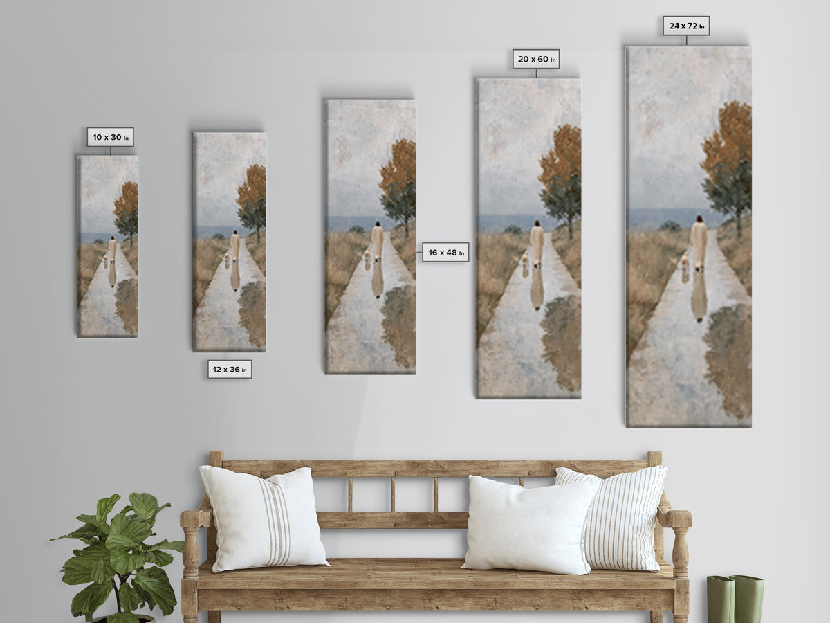 Walk Of Comfort, Framed Canvas Print, Christian Art Canvas, Jesus Painting, Skinny Art, Christian Wall Art, Christmas Art