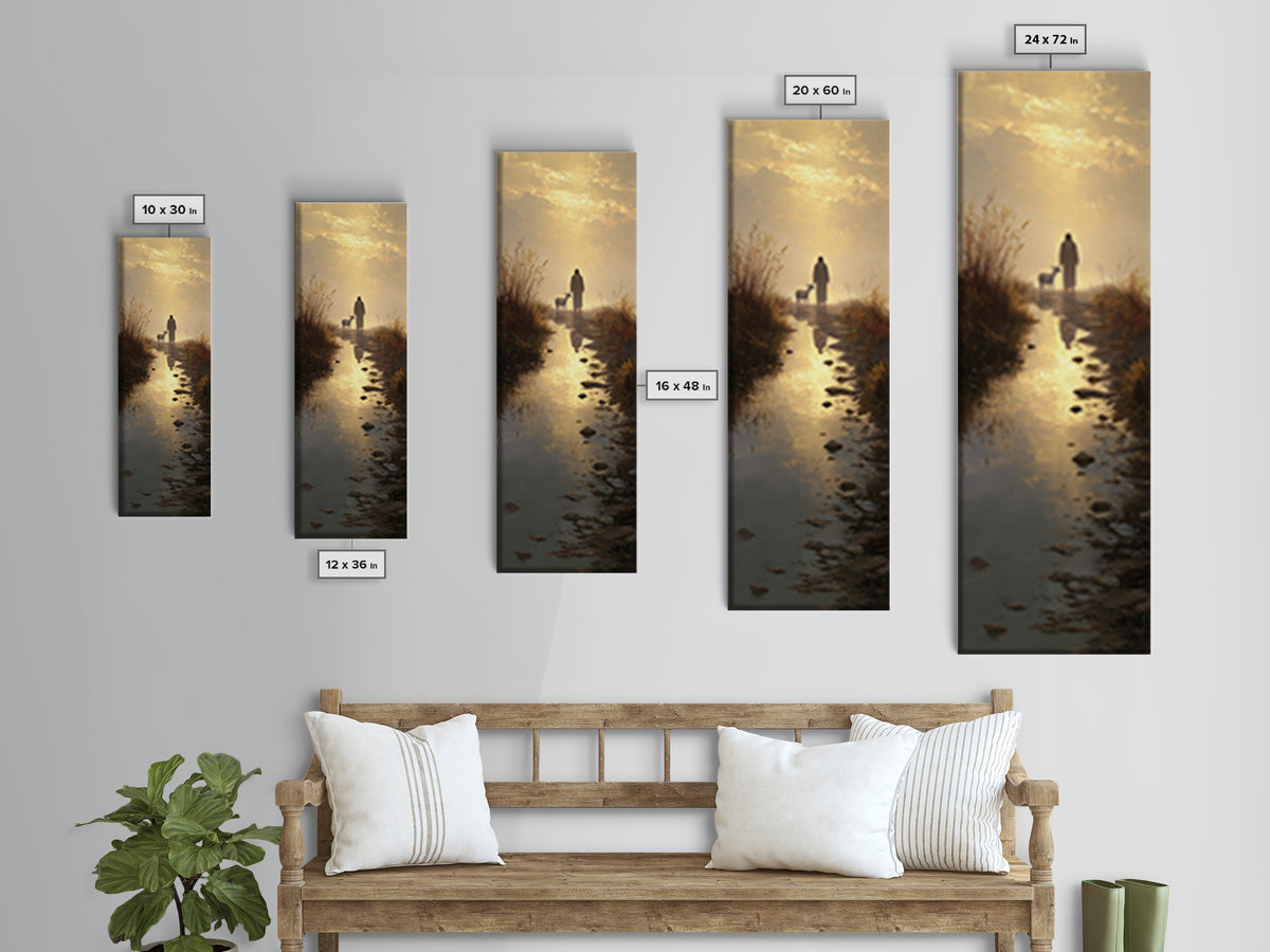 Shepherd’s Gentle Path | Framed Canvas Print | Christian Art Canvas | Narrow Art | Jesus Painting | Christian Wall Art | Christmas Art