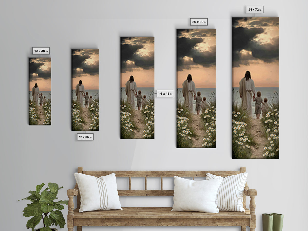 Horizon Of Mercy – Framed Canvas Print – Jesus Painting – Christian Art Canvas – Tall Skinny Art Print – Christian Gift Ideas – Christmas A