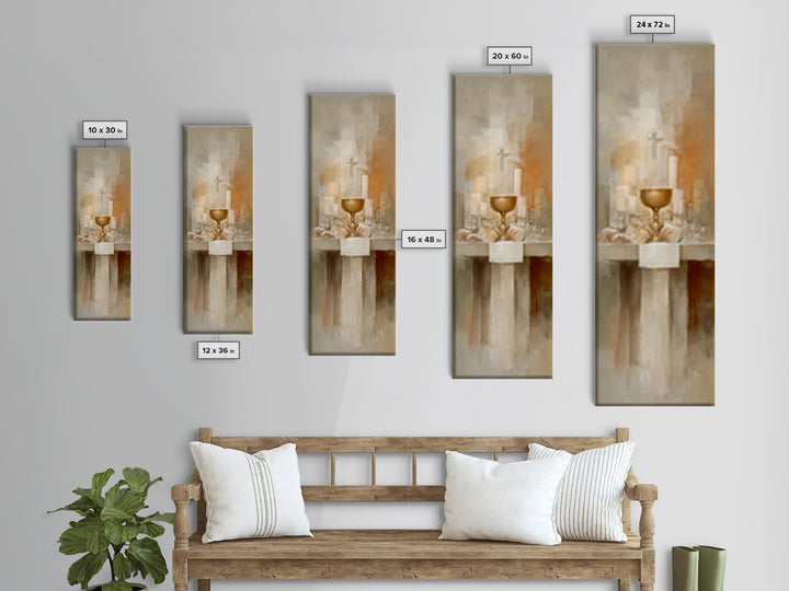 Sacred Offering | Framed Canvas Print | Tall Narrow Wall Art | Christian Wall Art | Vintage Christian Art | Christian Art Canvas | Christma