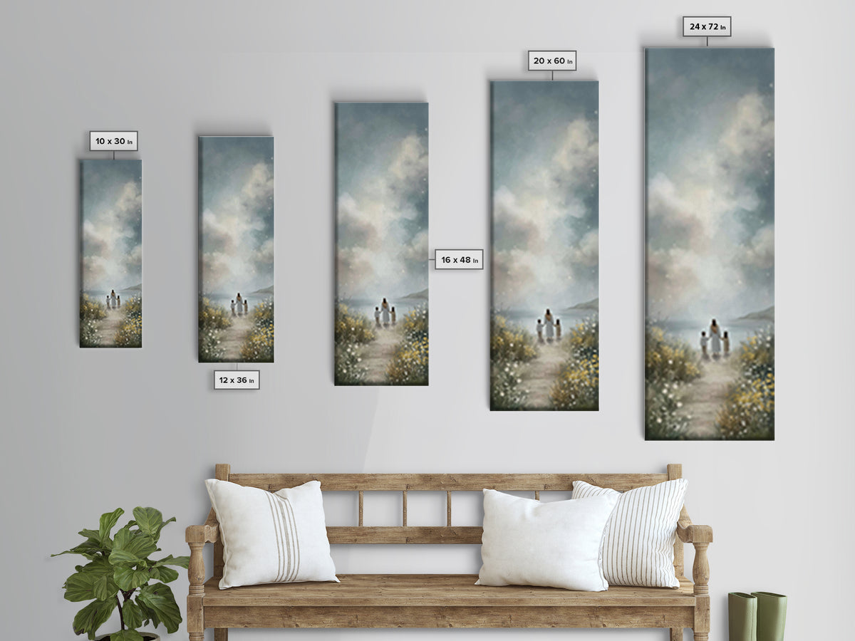 Coastal Bloom Peace – Framed Canvas Print – Christian Art Canvas – Jesus Painting – Narrow Art – Christian Wall Art – Christmas Art
