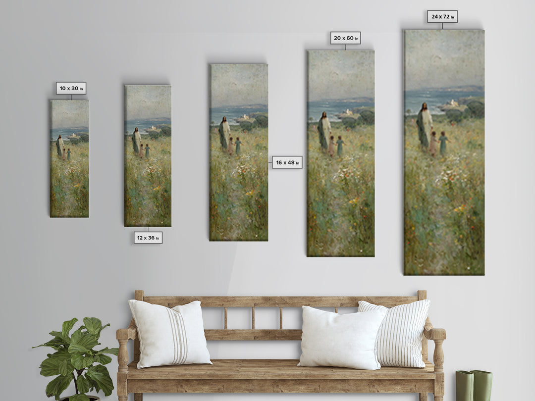 Fields Of Mercy | Framed Canvas Print | Christian Art Canvas | Tall Narrow Wall Art | Jesus Painting | Modern Christian Art | Christian Gif