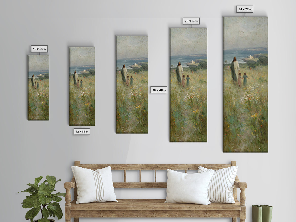Fields Of Mercy | Framed Canvas Print | Christian Art Canvas | Tall Narrow Wall Art | Jesus Painting | Modern Christian Art | Christian Gif