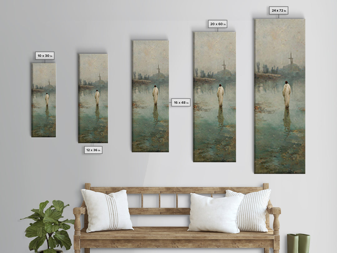 Sacred Stillness | Framed Canvas Print | Christian Wall Art | Narrow Art | Jesus Christmas Art | Subtle Christian Art | Christian Art Gift