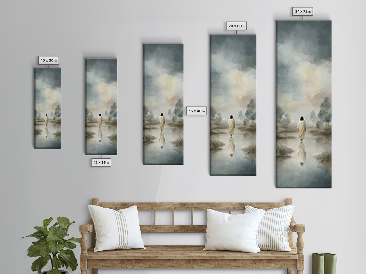 Desert Dawn Peace | Framed Canvas Print | Christian Art Gift | Tall Skinny Art Print | Jesus Wall Art | Christian Art Painting | Christmas
