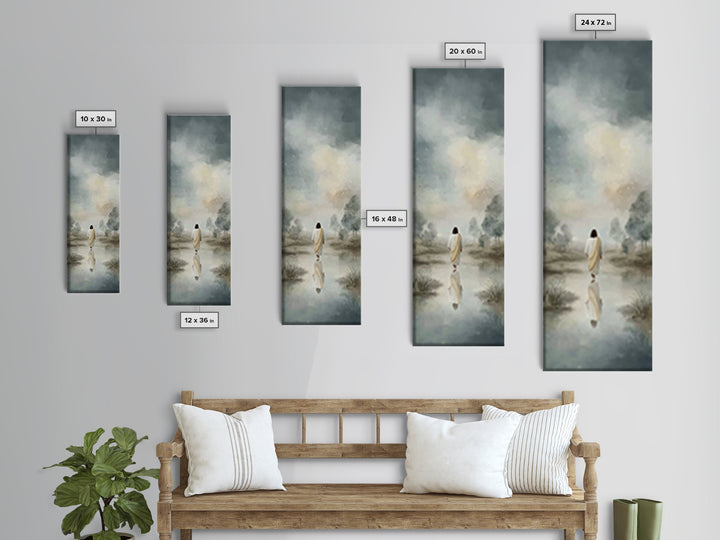 Desert Dawn Peace | Framed Canvas Print | Christian Art Gift | Tall Skinny Art Print | Jesus Wall Art | Christian Art Painting | Christmas