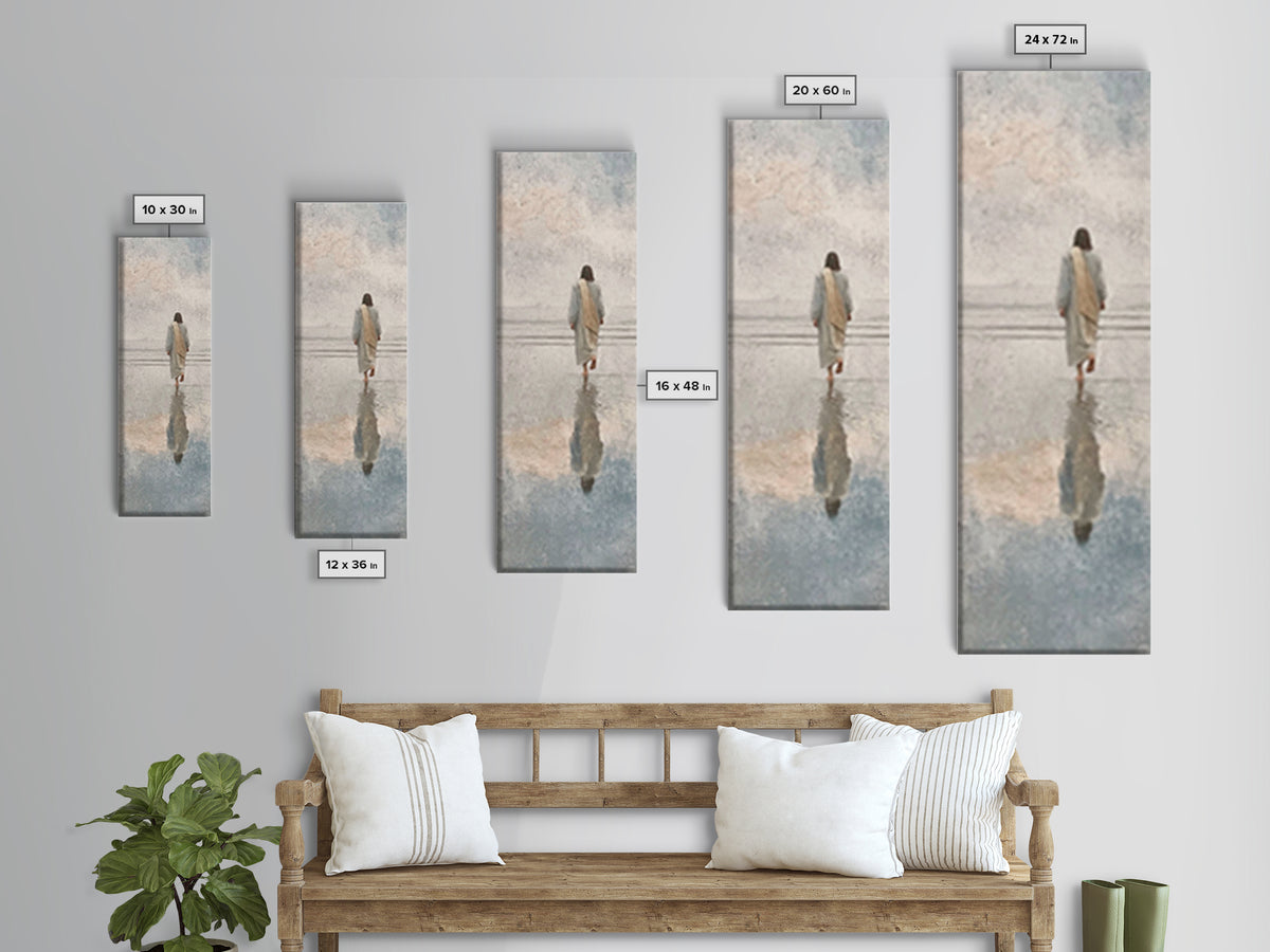 Shore Of Stillness, Framed Canvas Print, Christian Paintings, Skinny Art, Jesus Art Print, Modern Christian Art, Christian Christmas Decor,