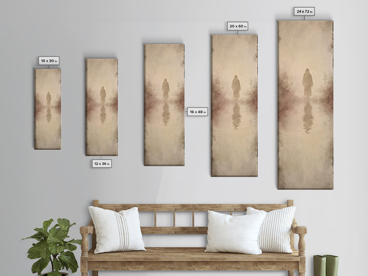 Radiant Peace Walk, Framed Canvas Print, Christian Wall Art, Tall Skinny Art Print, Jesus Painting, Christian Art Painting, Christmas Canva