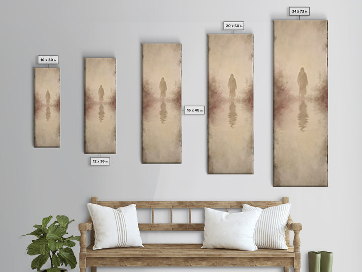 Radiant Peace Walk, Framed Canvas Print, Christian Wall Art, Tall Skinny Art Print, Jesus Painting, Christian Art Painting, Christmas Canva