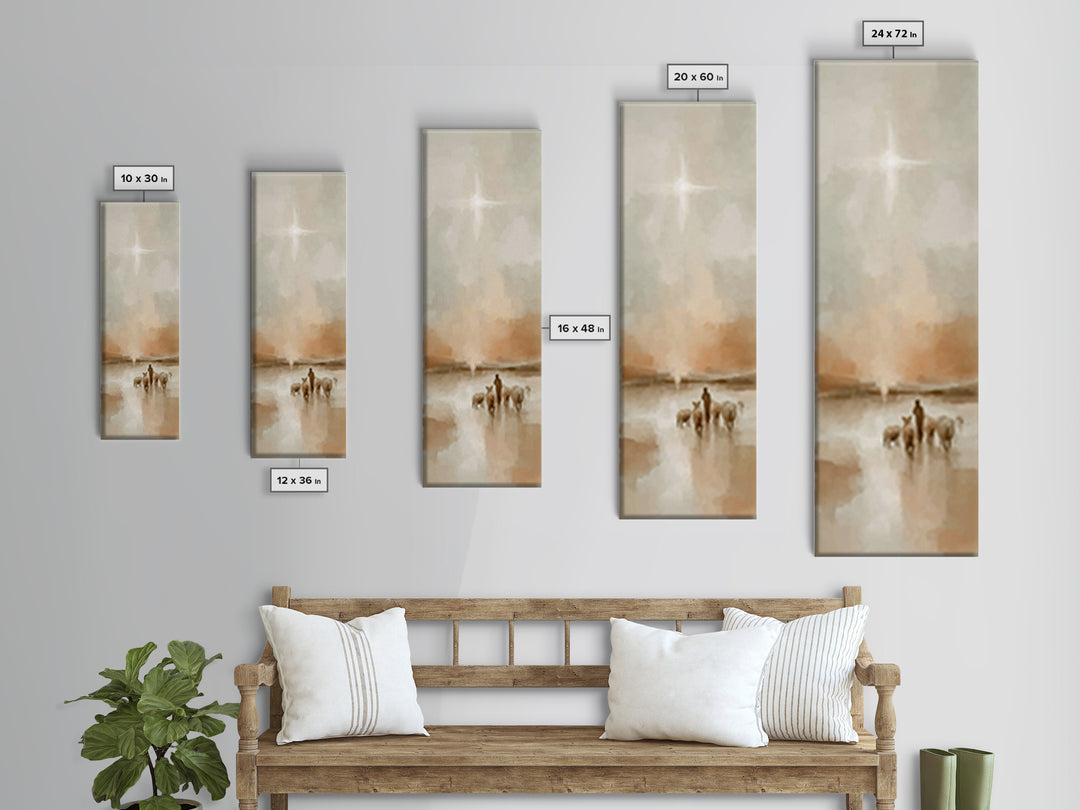 Silent Star Journey – Framed Canvas Print – Tall Narrow Wall Art – Christian Art Canvas – Christmas Art – Christian Wall Art