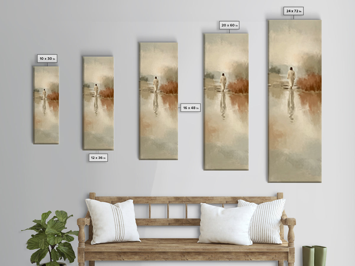Eternal Dawn Steps – Framed Canvas Print – Christian Wall Art – Tall Skinny Art Print – Jesus Painting – Christian Christmas Art – Framed C