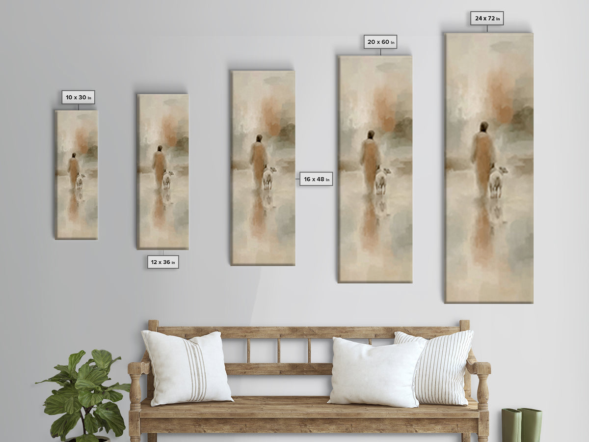 Walk Of Grace | Framed Canvas Print | Narrow Art | Christian Art Canvas | Jesus Painting | Christian Wall Art | Christmas Art