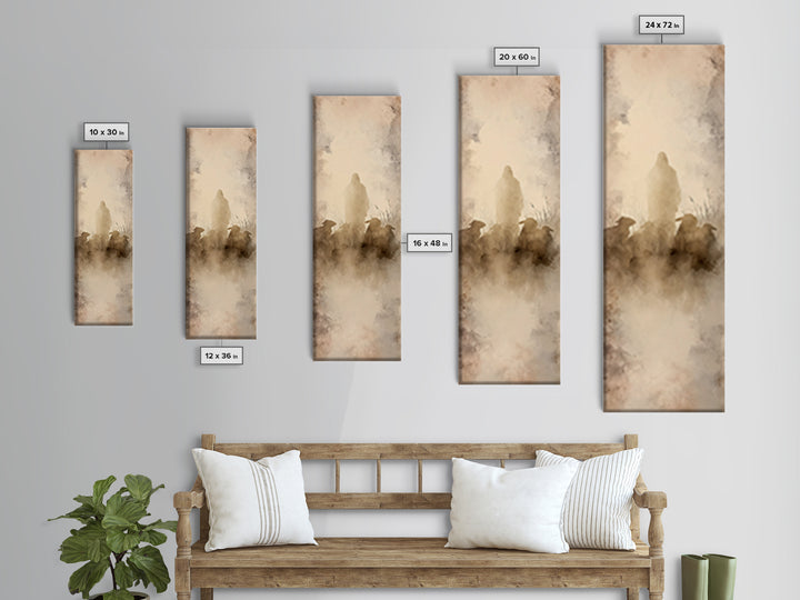 Shepherd In Silence – Framed Canvas Print – Narrow Art – Christian Wall Art – Christian Art Canvas – Jesus Painting – Christmas Art