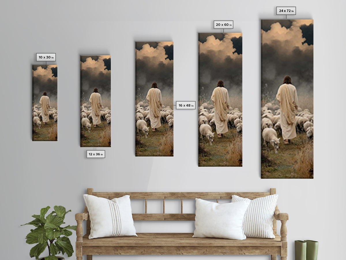 Field Of Gentle Mercy – Framed Canvas Print – Tall Narrow Wall Art – Jesus Painting – Christian Art Canvas – Christian Wall Art – Christmas