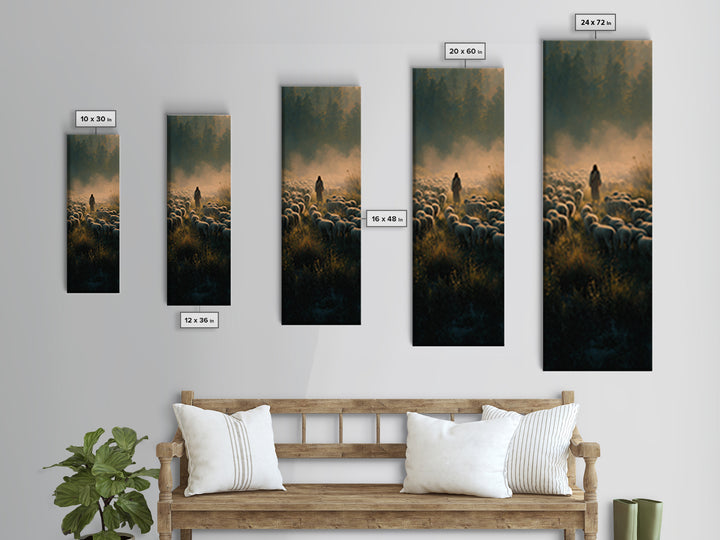 Morning Of Peace | Framed Canvas Print | Tall Skinny Art Print | Christian Art Canvas | Jesus Painting | Christian Wall Art | Christmas Art