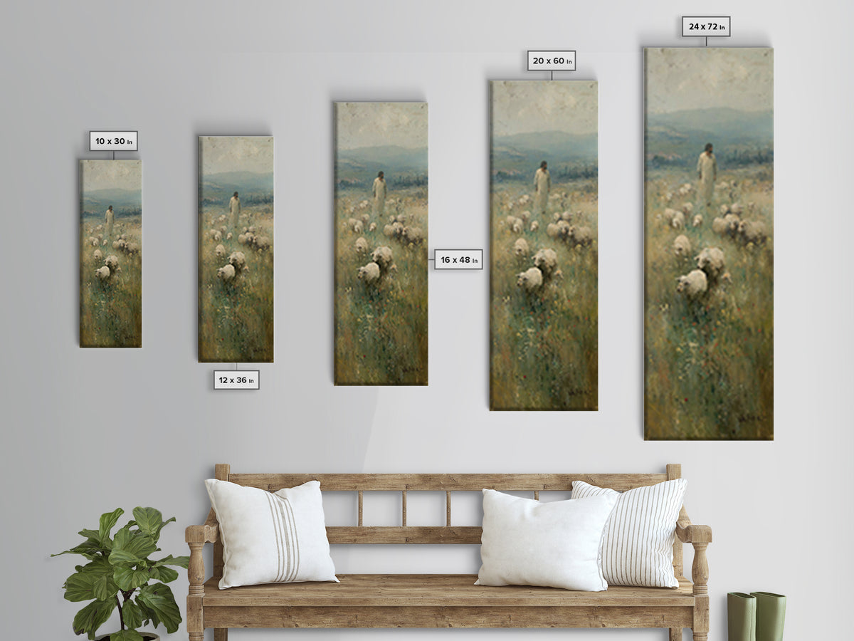 Golden Meadow Grace – Framed Canvas Print – Skinny Art – Christian Art Canvas – Jesus Painting – Christian Wall Art – Christmas Art