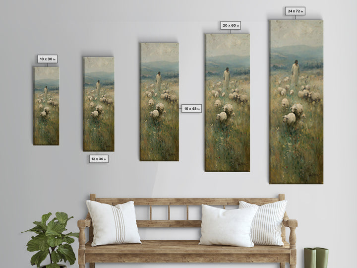 Golden Meadow Grace – Framed Canvas Print – Skinny Art – Christian Art Canvas – Jesus Painting – Christian Wall Art – Christmas Art