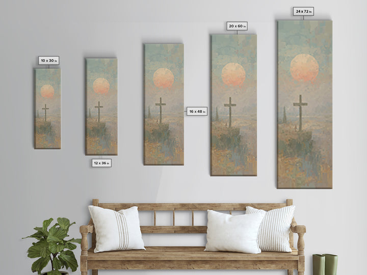 Cross Of Dawn, Framed Canvas Print, Narrow Art, Christian Wall Art, Abstract Christian Art, Christian Art Canvas, Modern Christian Art, Chr