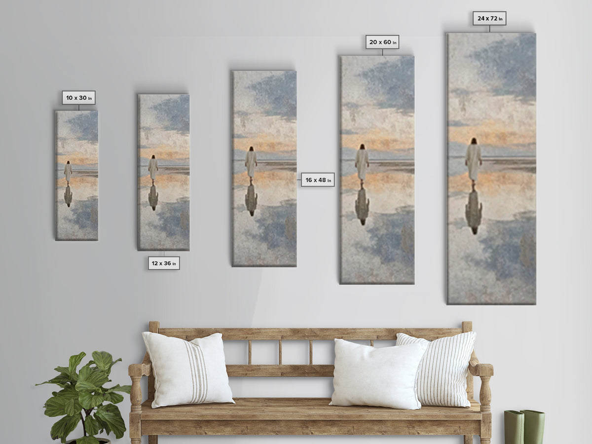 The Still Path – Framed Canvas Print – Tall Narrow Wall Art – Christian Wall Art – Jesus Painting – Christian Art Canvas – Christmas Art