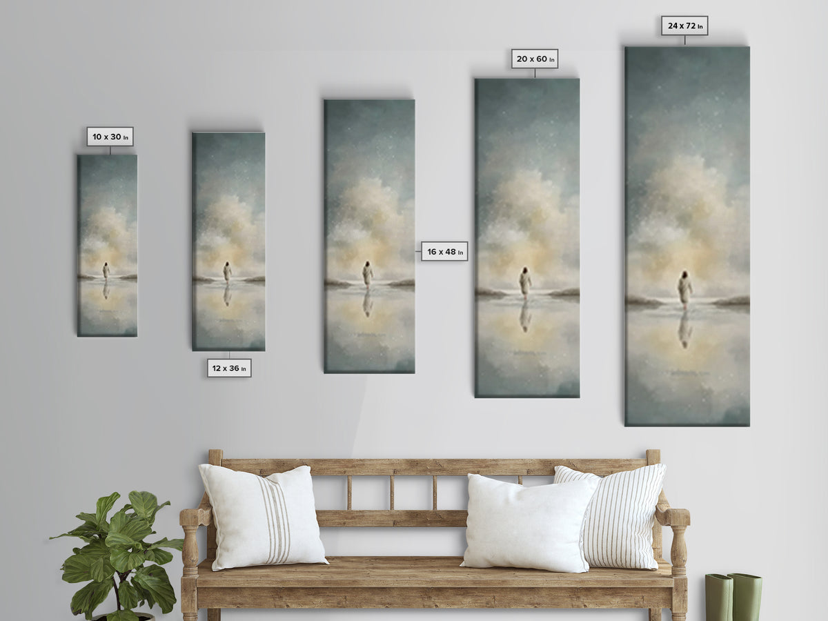 Heavenly Horizon – Framed Canvas Print – Tall Skinny Art Print – Christian Art – Jesus Painting – Christian Canvas – Christmas Art