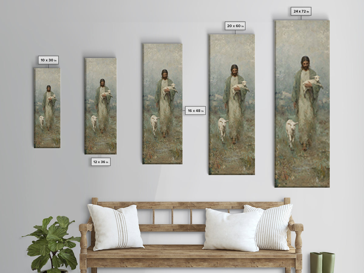 Lamb Of Hope – Framed Canvas Print – Tall Narrow Wall Art – Christian Art – Jesus Painting – Christian Canvas – Christmas Art