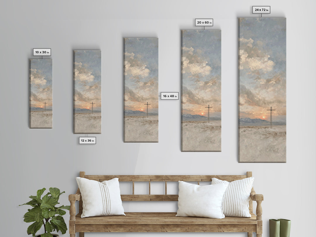 Desert Morning Cross | Framed Canvas Print | Tall Skinny Art Print | Christian Wall Art | Christian Art Canvas | Subtle Christian Art | Chr