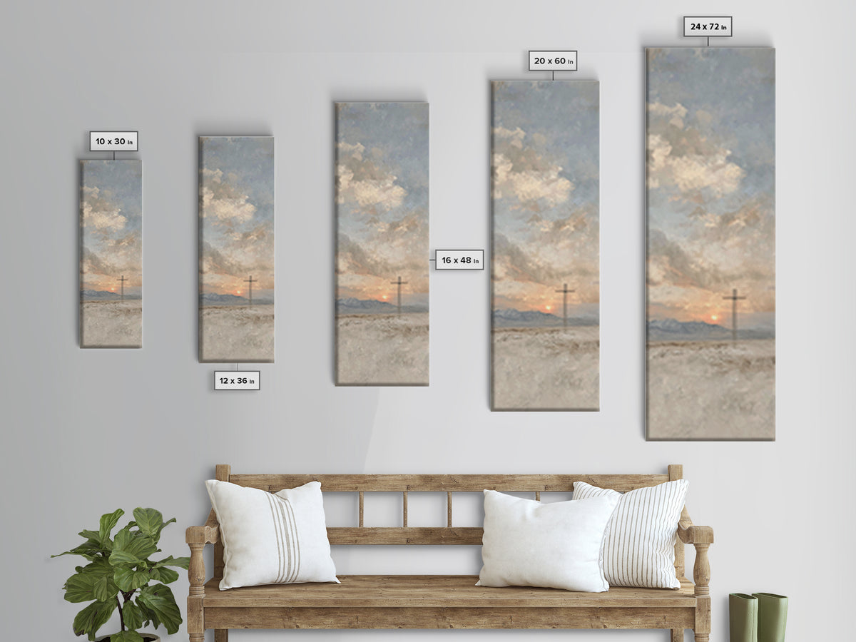 Desert Morning Cross | Framed Canvas Print | Tall Skinny Art Print | Christian Wall Art | Christian Art Canvas | Subtle Christian Art | Chr