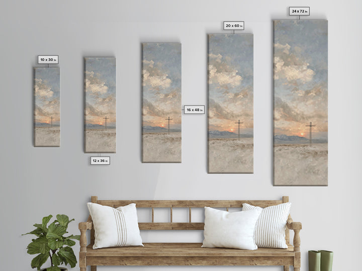 Desert Morning Cross | Framed Canvas Print | Tall Skinny Art Print | Christian Wall Art | Christian Art Canvas | Subtle Christian Art | Chr