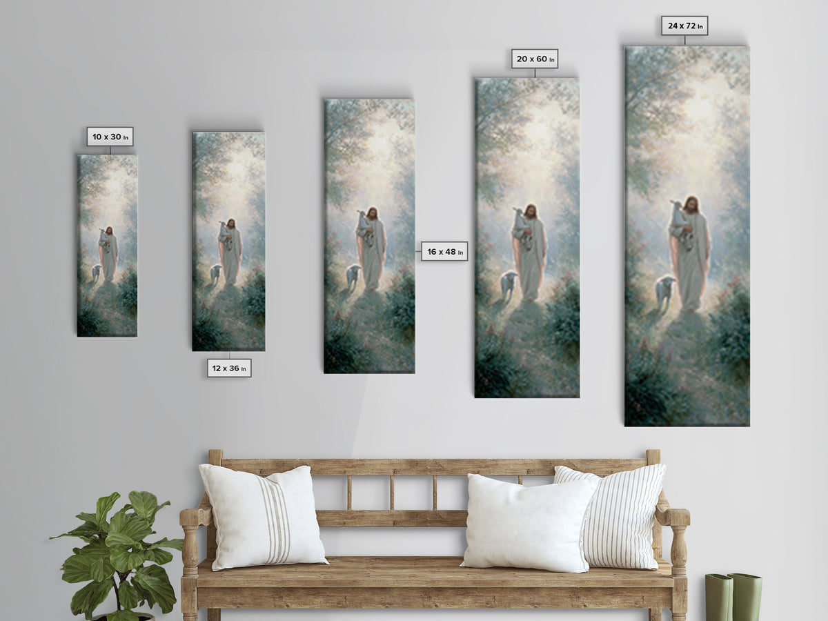 Path Of His Peace | Framed Canvas Print | Tall Narrow Wall Art | Christian Wall Art | Jesus Painting | Christian Art Canvas | Christian Gif