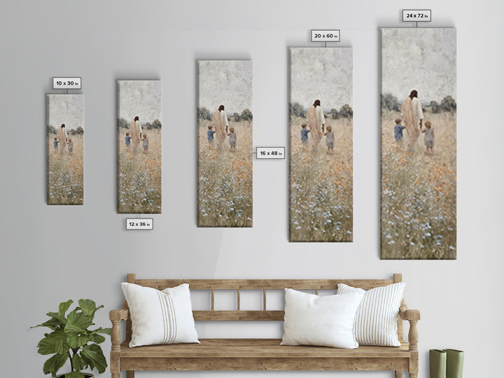 The Meadow Shepherd's Peace - Framed Canvas Print - Tall Narrow Wall Art - Christian Wall Art - Jesus Painting - Christian Art Canvas