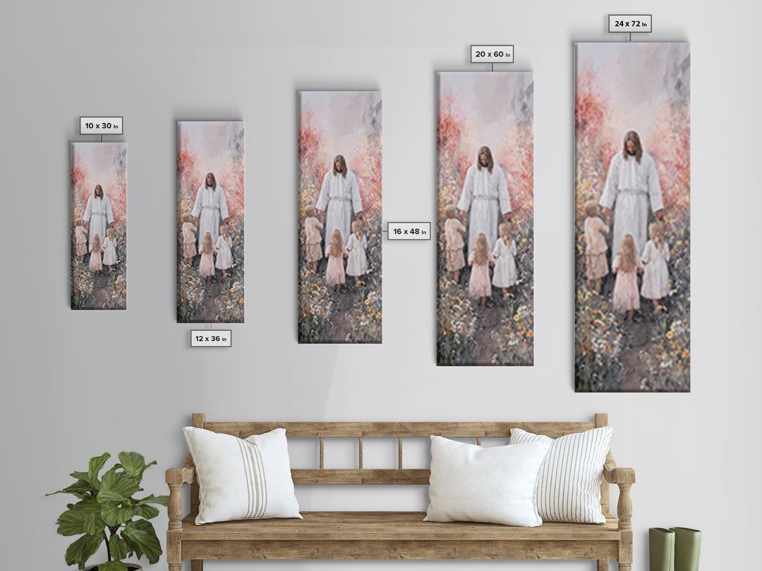 Garden Blessing Light - Framed Canvas Print - Narrow Art - Christian Art - Jesus Painting - Christian Canvas Art - Christian Gift Ideas